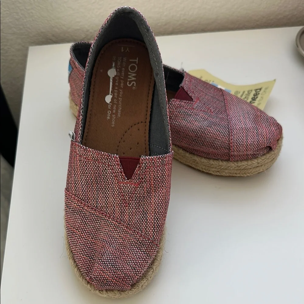 Toms Red and Cream Moccasin Slip-On Shoes